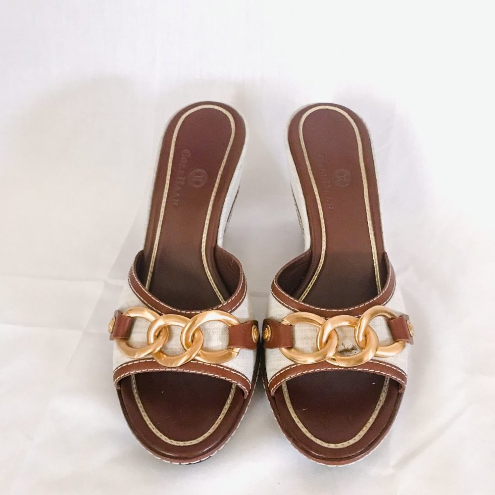 cole haan // white boucle buckle wedges - Picture 2 of 4